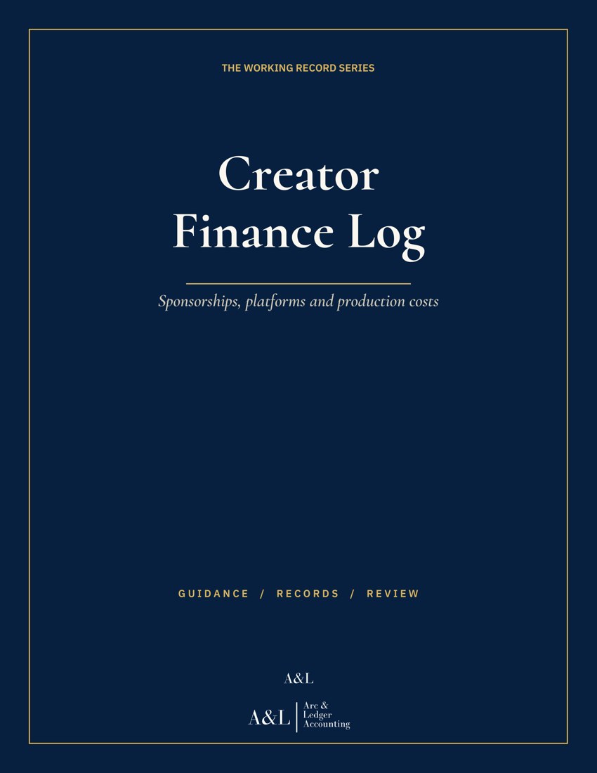 Creator Finance Log front cover